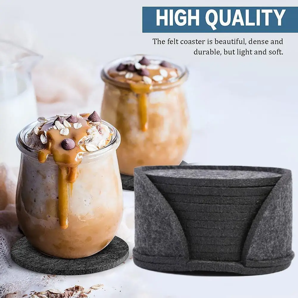 

Round Felt Coaster Dining Table Protector Pad Heat Hot Resistant Coffee Drink Mug Tea Cup Accessories Mat Kitchen Placemat Z3n1