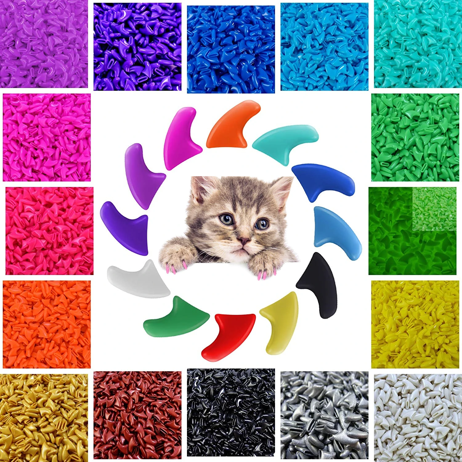 Мягкие модные кошачьи колпачки для коготков, размеры XS, S, M, L, 20 шт. в наборе - изображение