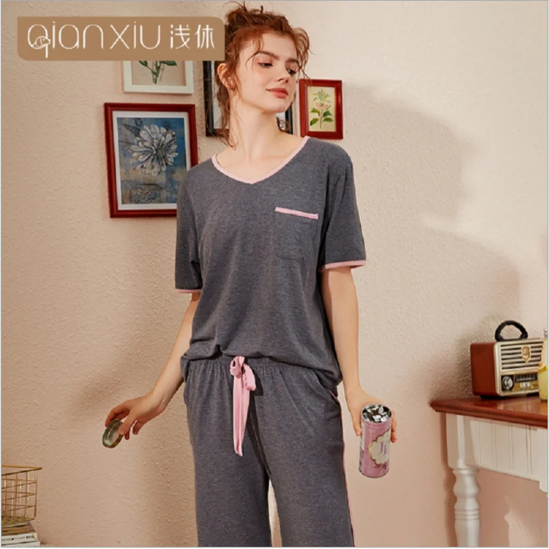2020 летние женские повседневные пижамные комплекты дамские пижамы из бамбукового