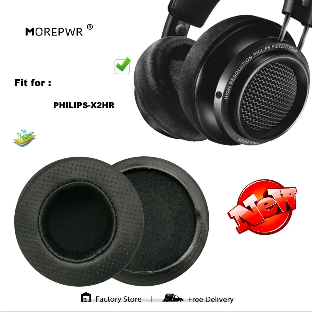 

Morepwr New upgrade Replacement Ear Pads for PHILIPS X2HR Headset Parts Leather Cushion Velvet Earmuff Headset Sleeve