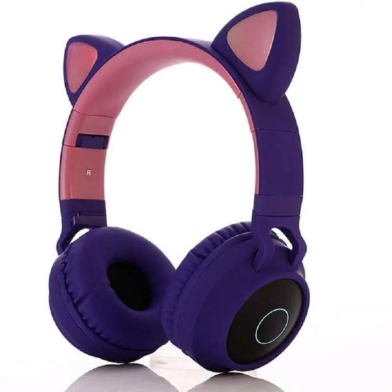 Purple no retail box Dosmix светодиодный кошачьи наушники с шумоподавлением, Bluetooth 5,0, детская гарнитура, поддержка TF карты, разъем 3,5 мм, с микрофоном - Цвет: Purple no retail box