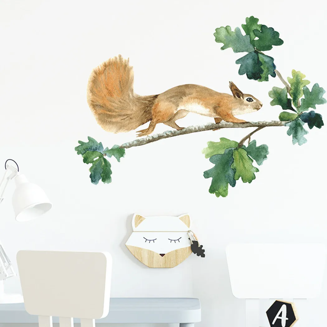 

1 Set Wall Sticker PVC 30*39cm Cartoon Squirrel Children Bedroom Home Cabinet Wall Decoration Wall Sticker