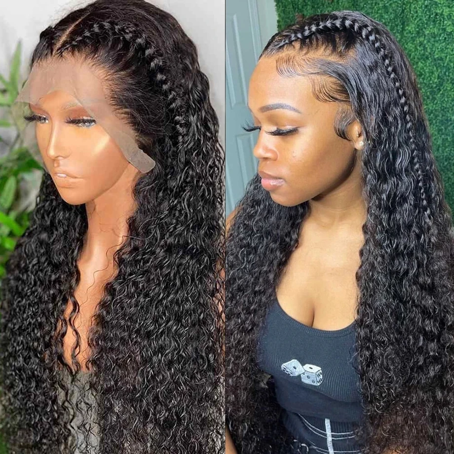 

Water wave Natural Color Synthetic Long T Part Wigs Heat Resistant Fiber Hair Lace Front Wig PrePlucked Curly Headband Wigs