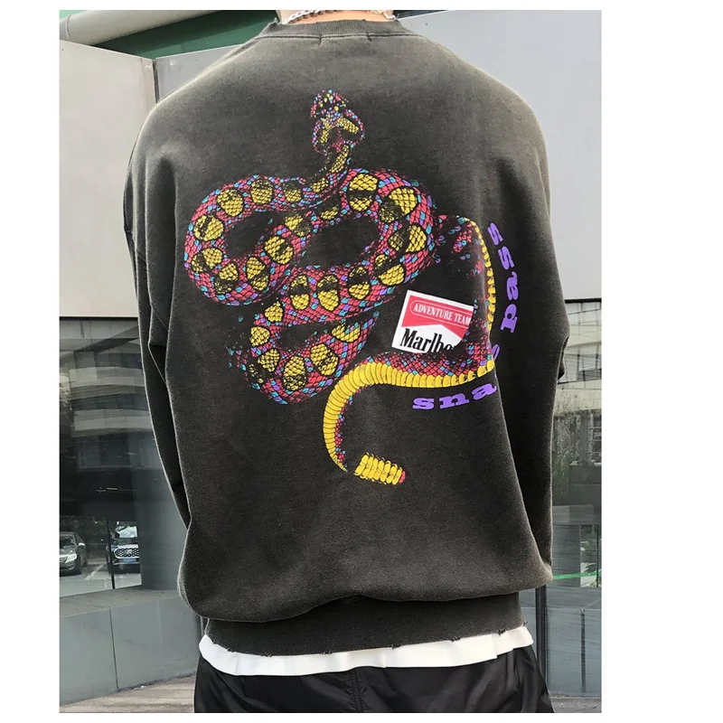 

Мужская толстовка с принтом погремушек в европейском уличном стиле с потертой флисовой подкладкой, новинка осень-зима 2022