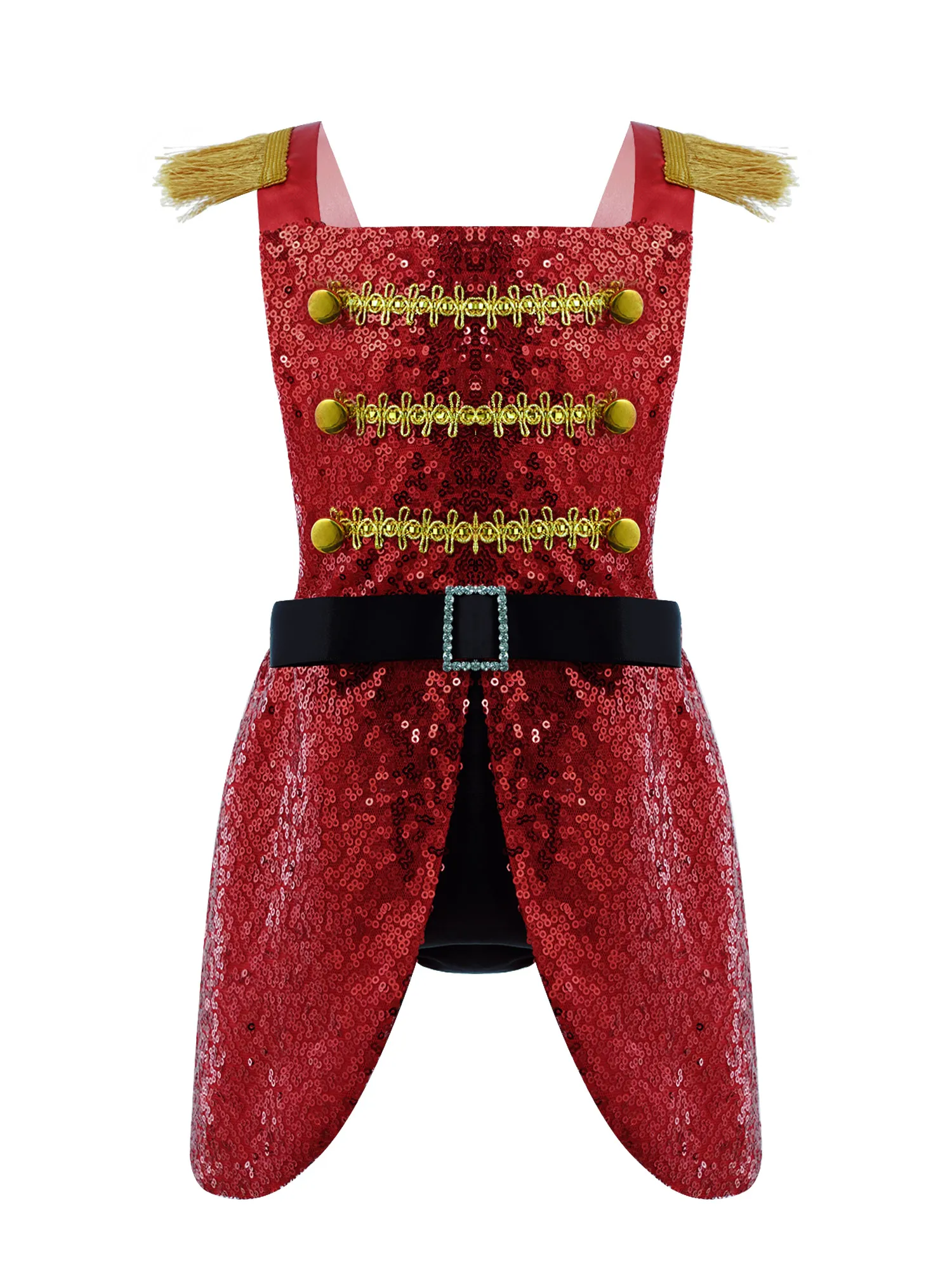 

Kids Girls Halloween Cosplay Performance Costume Straps Self Tie Back Open Shiny Sequins Adorned Jumpsuit Halloween Cosplay