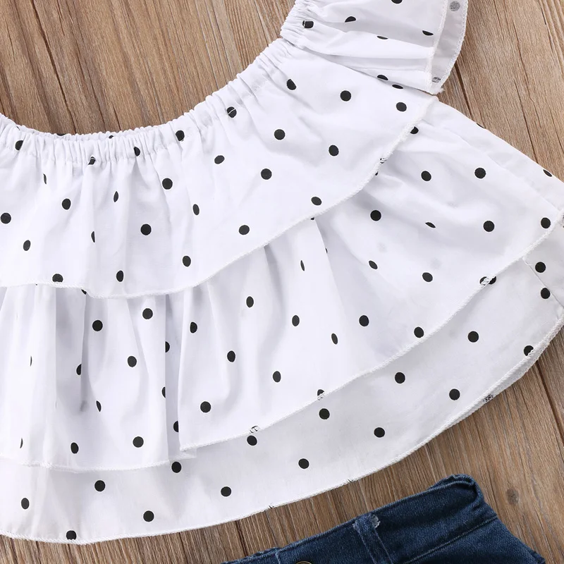 Новый Модный комплект детской одежды для маленьких девочек Милая футболка в