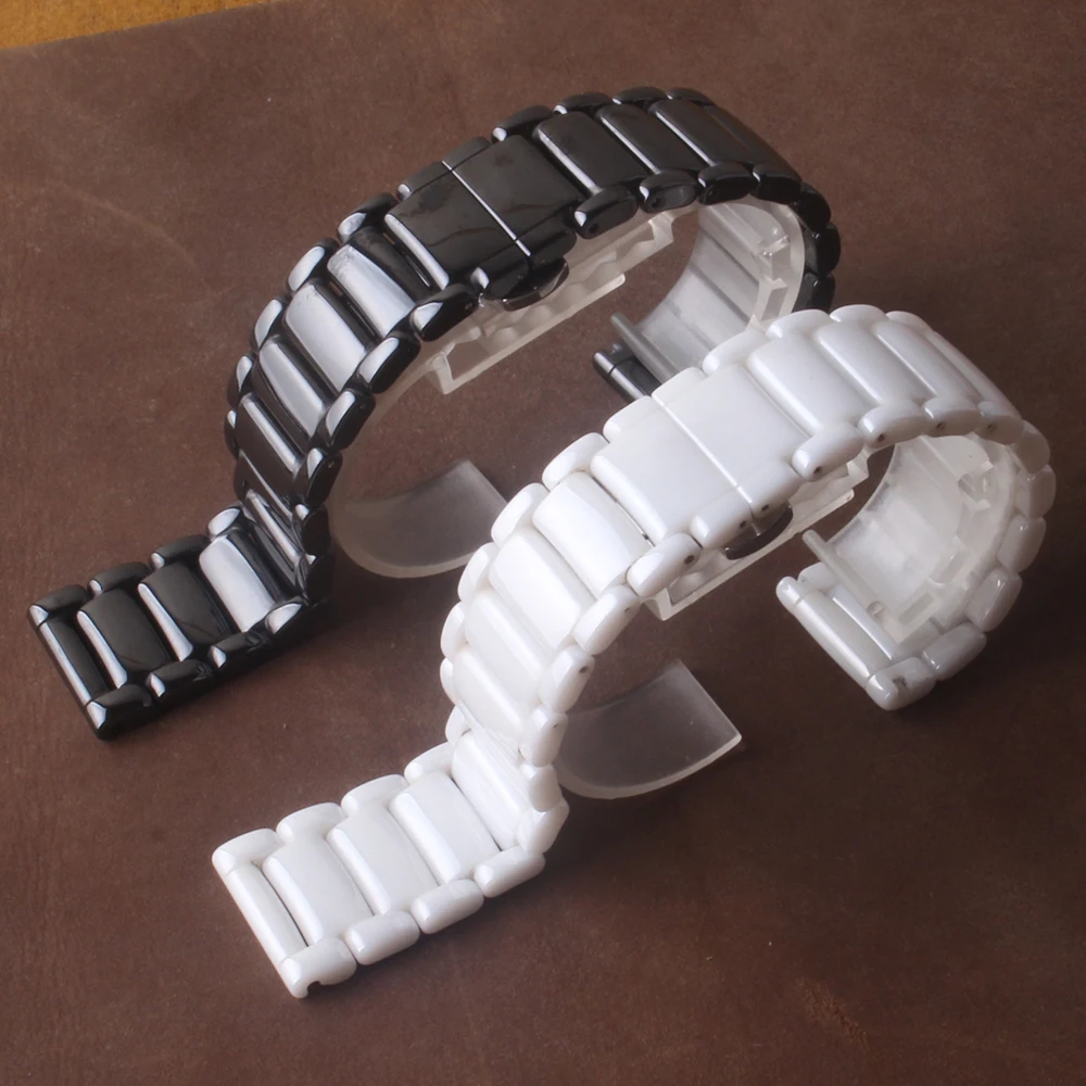 

22mm black White high-grade bright Ceramic Watch Strap bracelet Watchbands for Armani Mens watch AR1507 AR1509/70002 AX7105 New