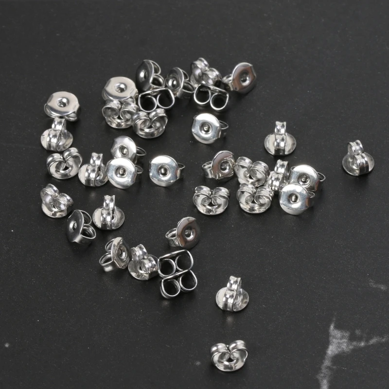 JAVRICK 100 шт бабочки клатчи стали замена серьги спицы Серебряный тон