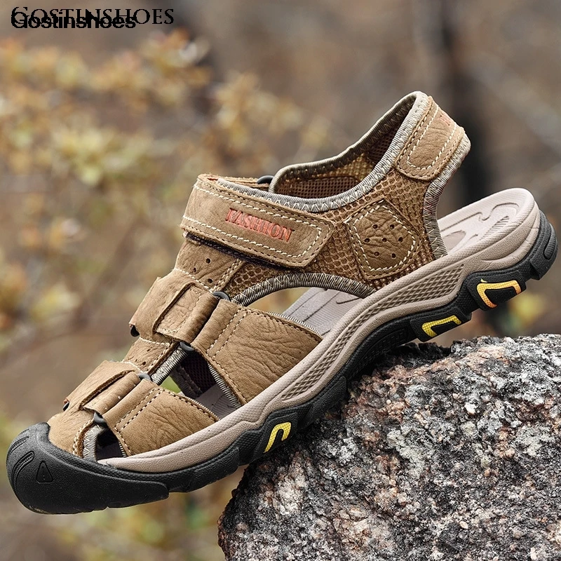 Sandalias Повседневная обувь из воловьей кожи с закрытым носком Sandalia Masculina Sandel для