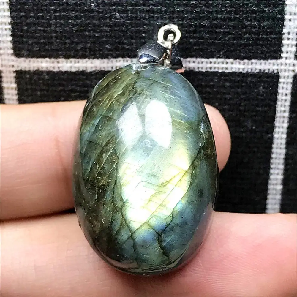 

Top Natural Yellow BlueLabradorite Pendant Jewelry For Women Lady Man Crystal 29x20x13mm Beads Egg Shape Moonstone Stone AAAAA