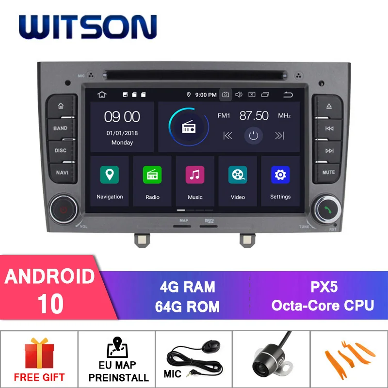 Автомобильный мультимедийный плеер WITSON Android 10 0 IPS HD экран для PEUGEOT 408 2010-2011 4 Гб RAM + 64