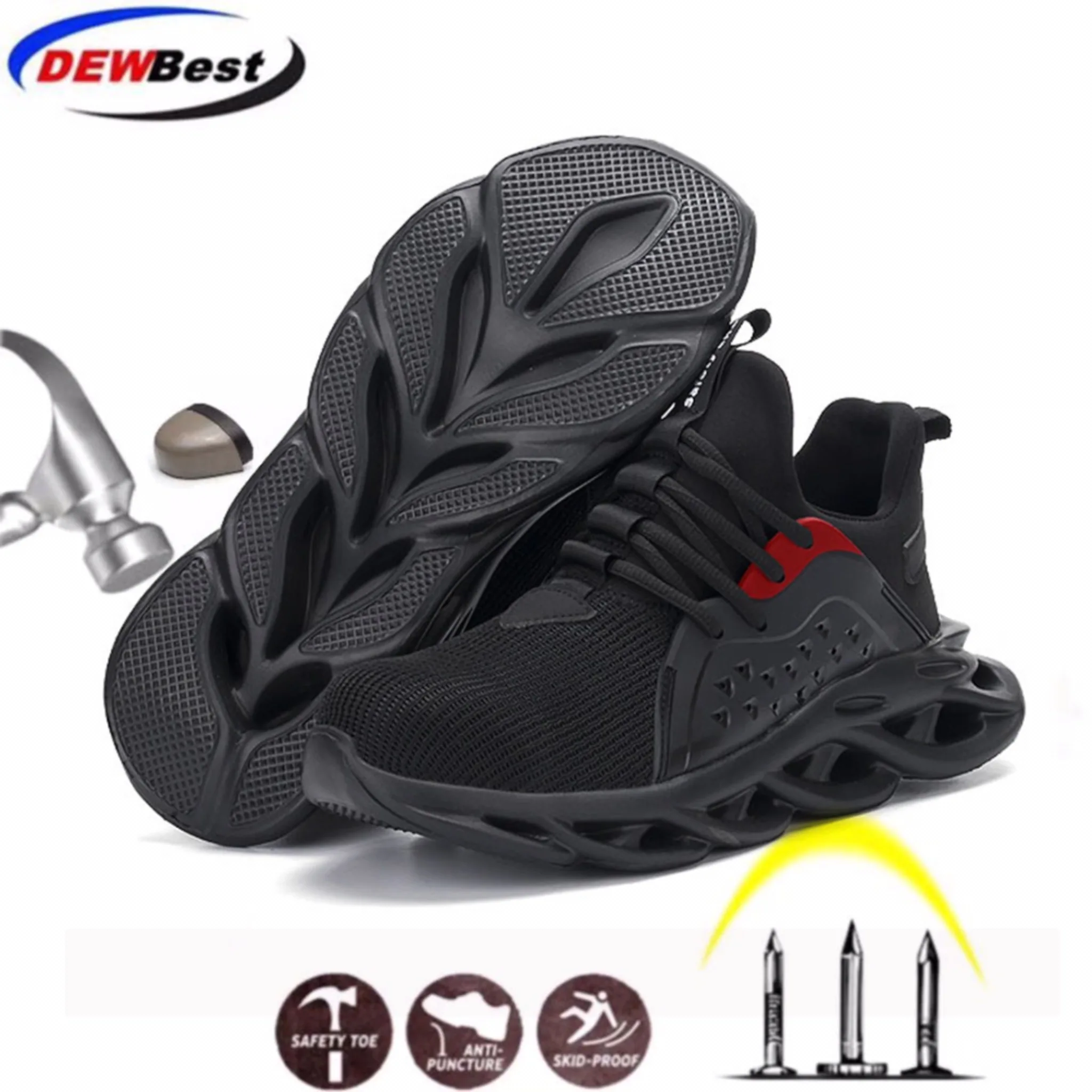 Мужские защитные рабочие туфли со стальным носком легкая дышащая Нескользящая