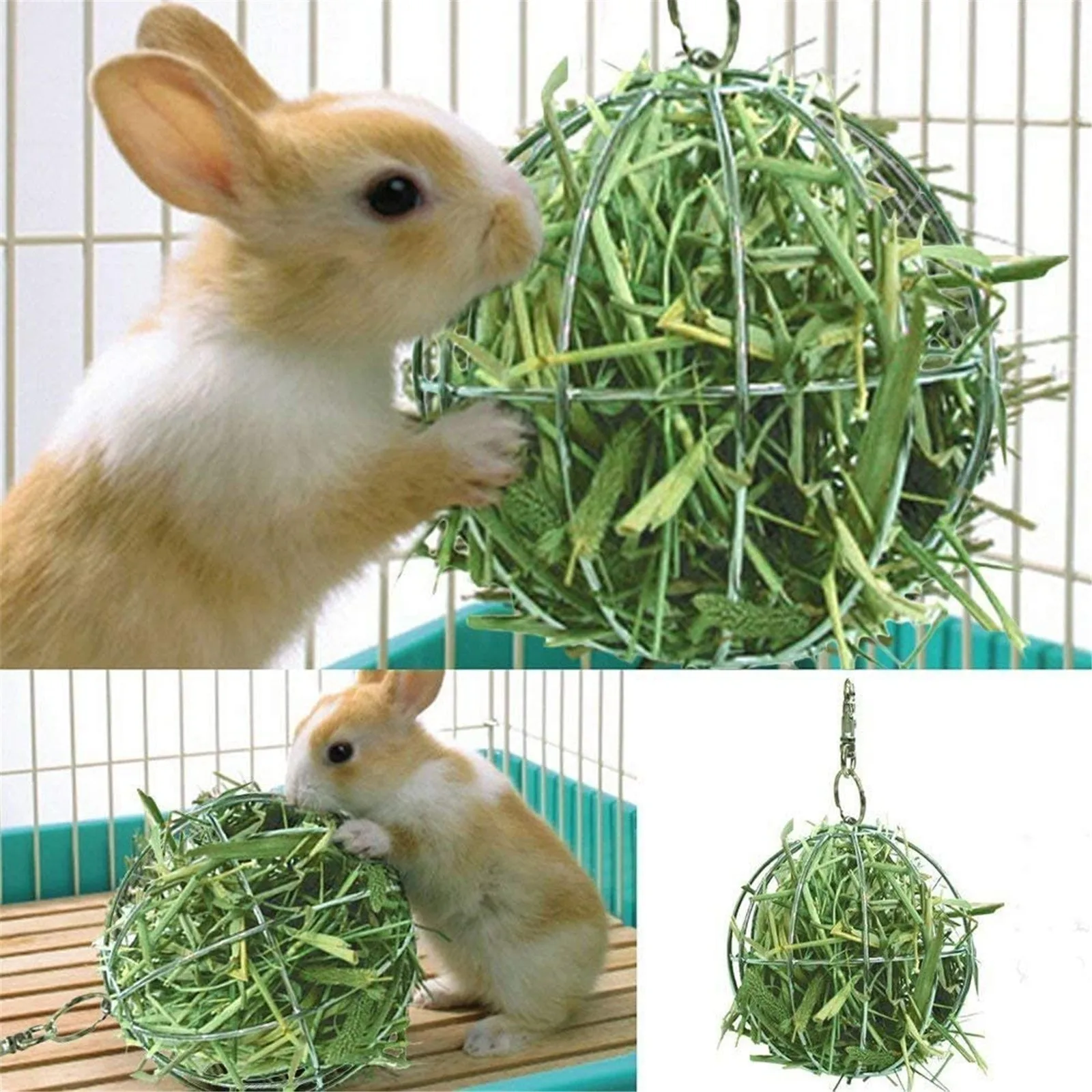 

Stainless Steel Round Sphere Feed Dispense Exercise Hanging Hay Ball Guinea Pig Hamster Rabbit Pet Bird Parrot Play Rattan Balls