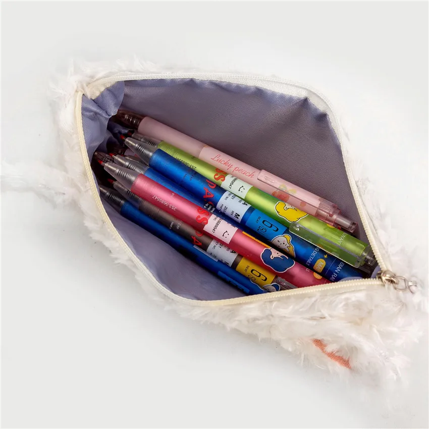 Cartoon Animal Cosmetic Case Student Storage Bag Girls Portable Large Capacity Makeup Pouch Soft Lamb Plush Pencil | Багаж и сумки