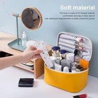 makeup bag with handle portable faux leather travel makeup bags for outing