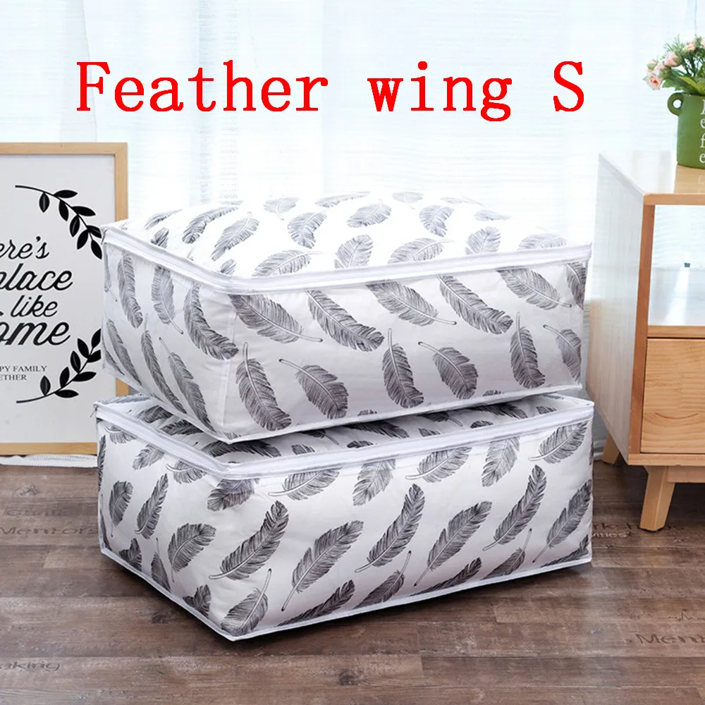 Feather wing S Сумка для хранения одежды под кровать, одеяло, подушка, одеяло, сумка для хранения, дорожная сумка для хранения пыли, органайзер для домашней одежды - Цвет: Feather wing S