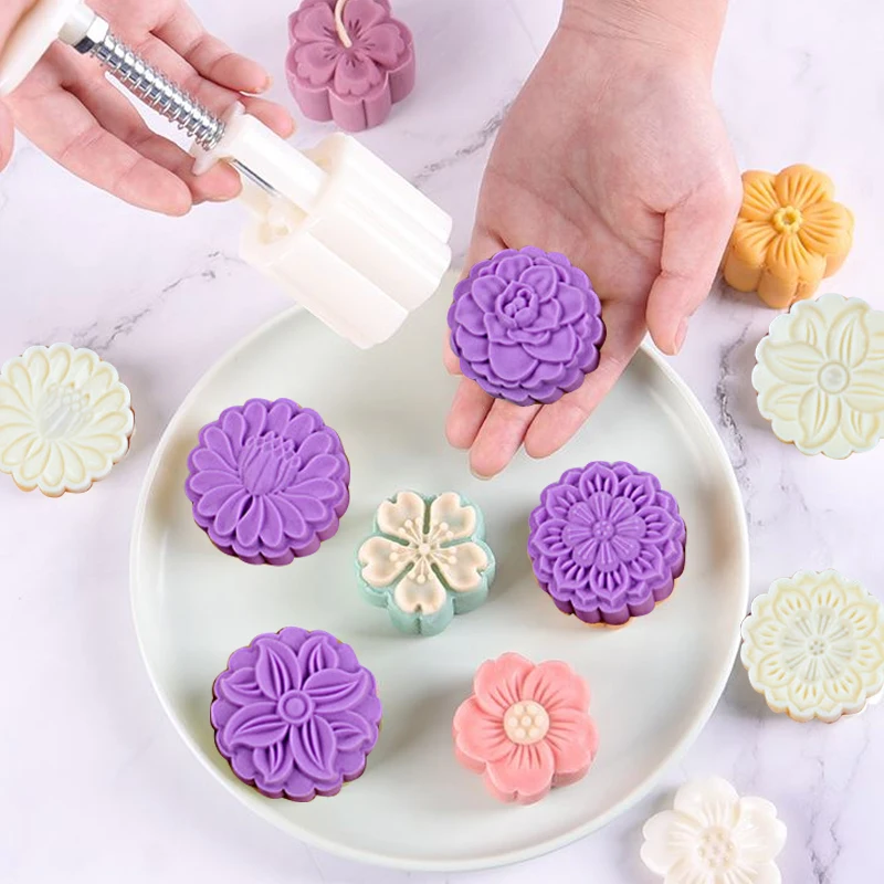

Hand-pressed Mooncake Mold Mung Bean Flowers and Plants Cake Mold Household Printing Tools Fondant Abrasive Non-stick Snack