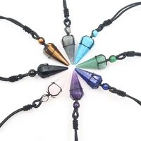 natural chakra reiki stone pendant necklaces for women men aesthetic rope chain geometric penadnt daily party fashion jewelry