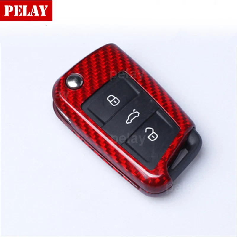 Чехол для автомобильного ключа из углеродного волокна VW Golf 7 MK7 Skoda Octavia A7 Seat Leon Ibiza