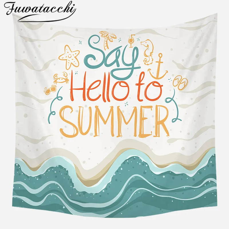Летний праздничный настенный гобелен Fuwatacchi Настенное подвесное одеяло в морском