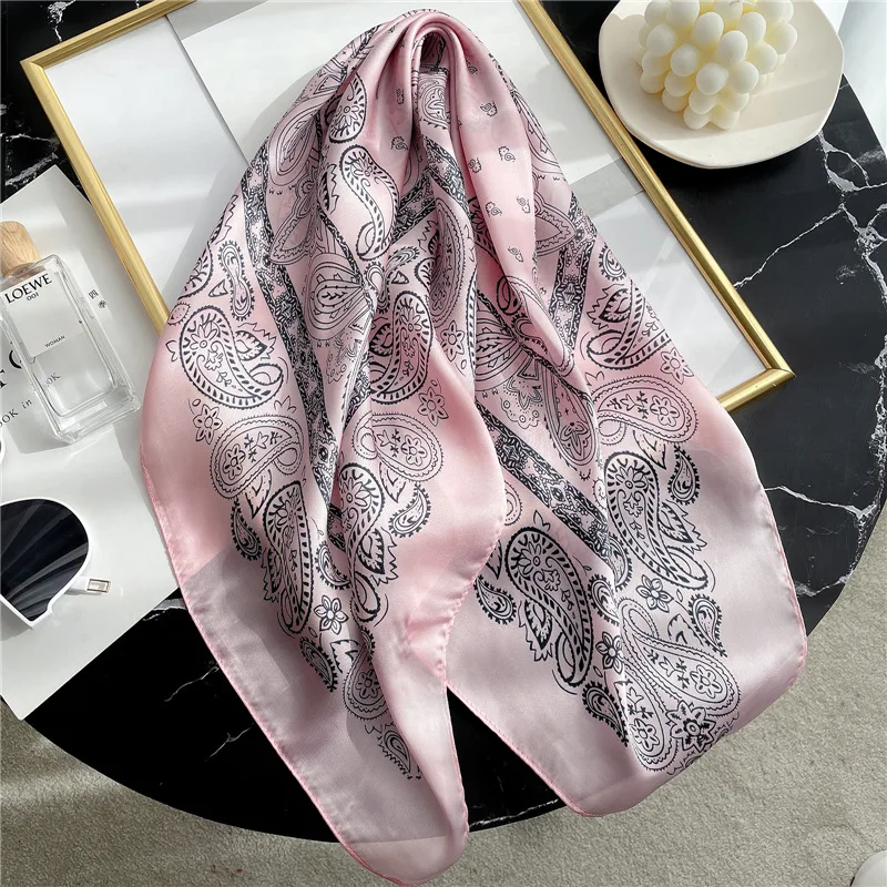 

2021 New Fashion Cashew Silk Scarf Women Square Bandana Hijabs 70*70cm Office Lady Small Shawls Headscarf Foulard Handkerchief