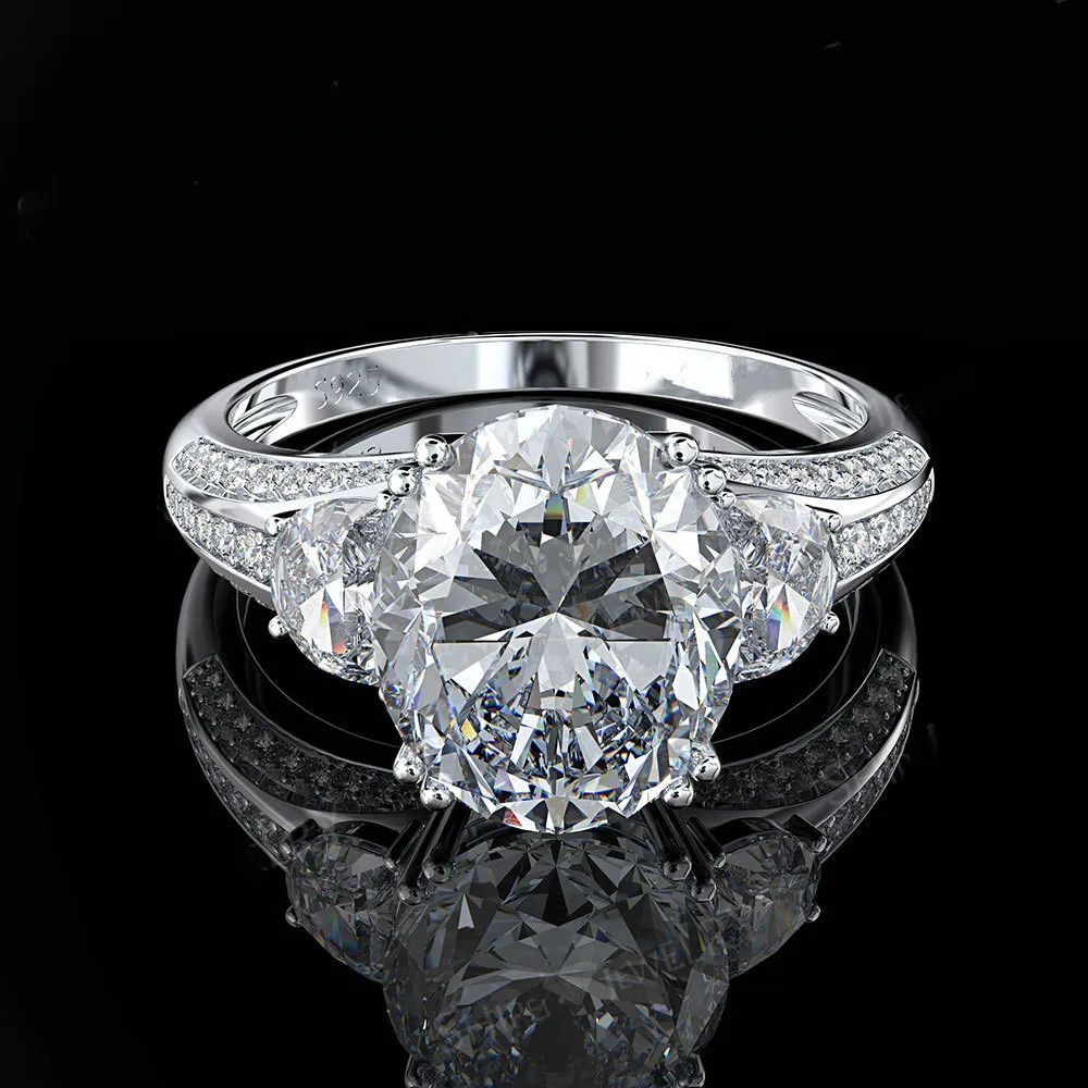 

100% 925 Sterling Silver Rings Citrine Aquamarine Created Moissanite Wedding Anniversary Ring Women Fine Jewelry Wholesale Gift