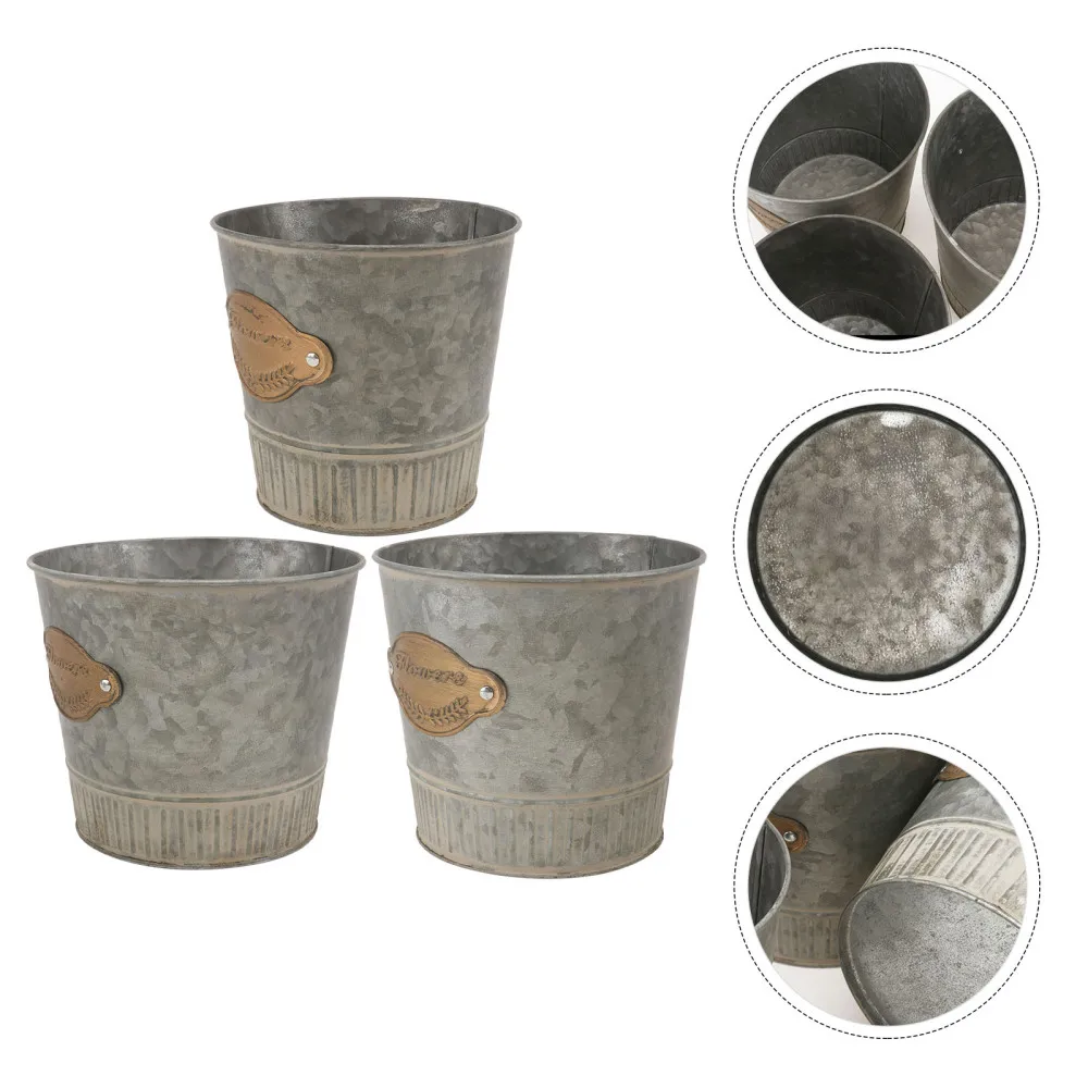 

3Pcs Multifunctional Iron Bucket Dried Flower Planter Plant Pot Home Decoration