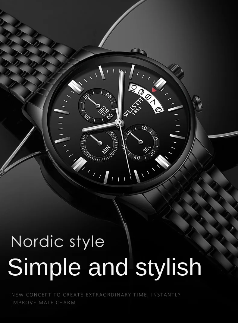 

Новинка 2021, мужские модные светящиеся водонепроницаемые мужские кварцевые часы со стальным ремешком, студенческие часы для мужчин