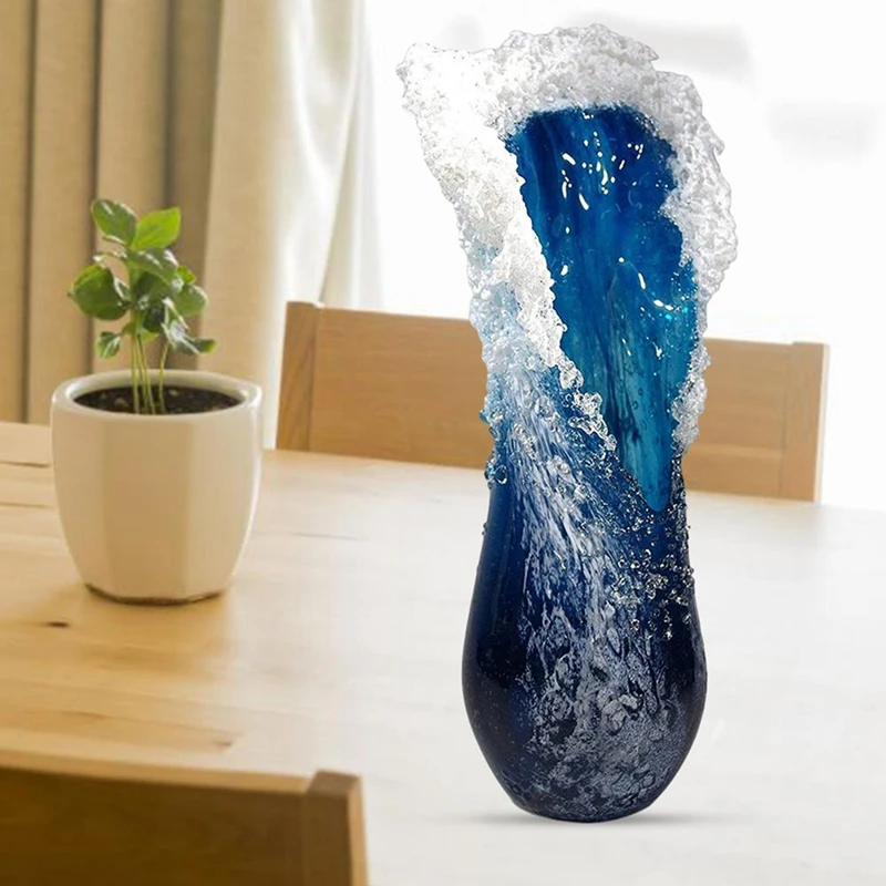 

Room Decoration Wavy Vase Majestic Ocean Wave Vase Resin Crafts Creative Home Living Room Decoration Ornaments