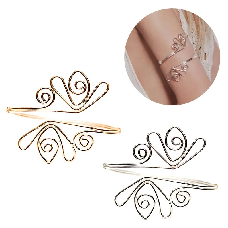 Египетский золотистый гео-обруч в стиле бохо открытый наручный нарукавник