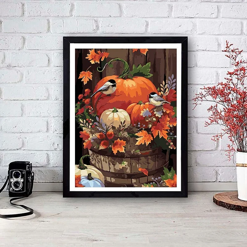 Thanksgiving Pumpkins Paint By Numbers For Adults Without Frame DIY Arts And Crafts Home Wall Decoration12x16 Inch | Дом и сад
