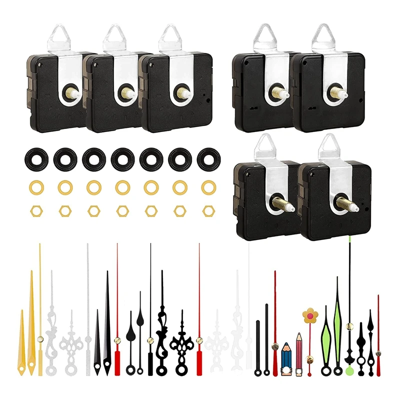 

7Pack High Torque Quartz Clock Movement Mechanism Replacement Clock Kit for DIY Handicrafts Repair Clock Parts Shaft