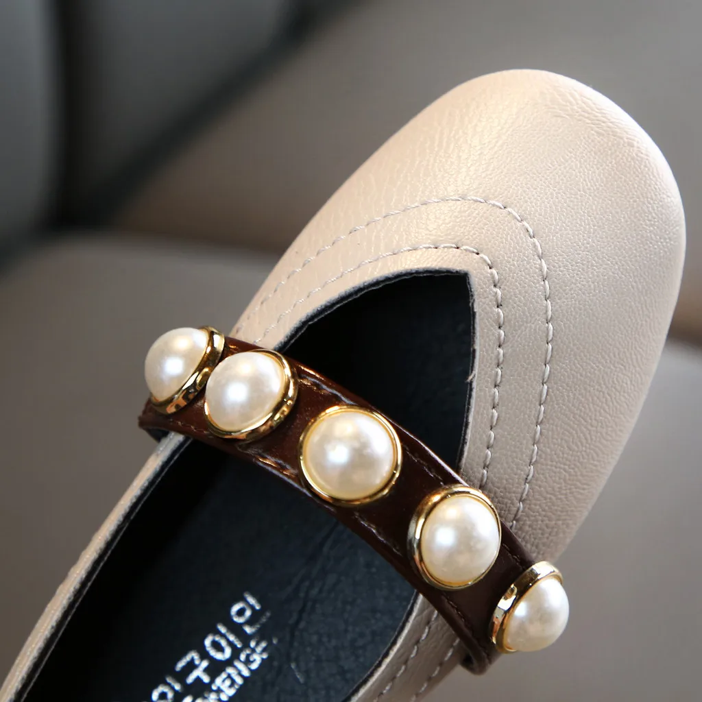 Сандалии с жемчугом для девочек Вечерние открытые туфли танцев детей Летние