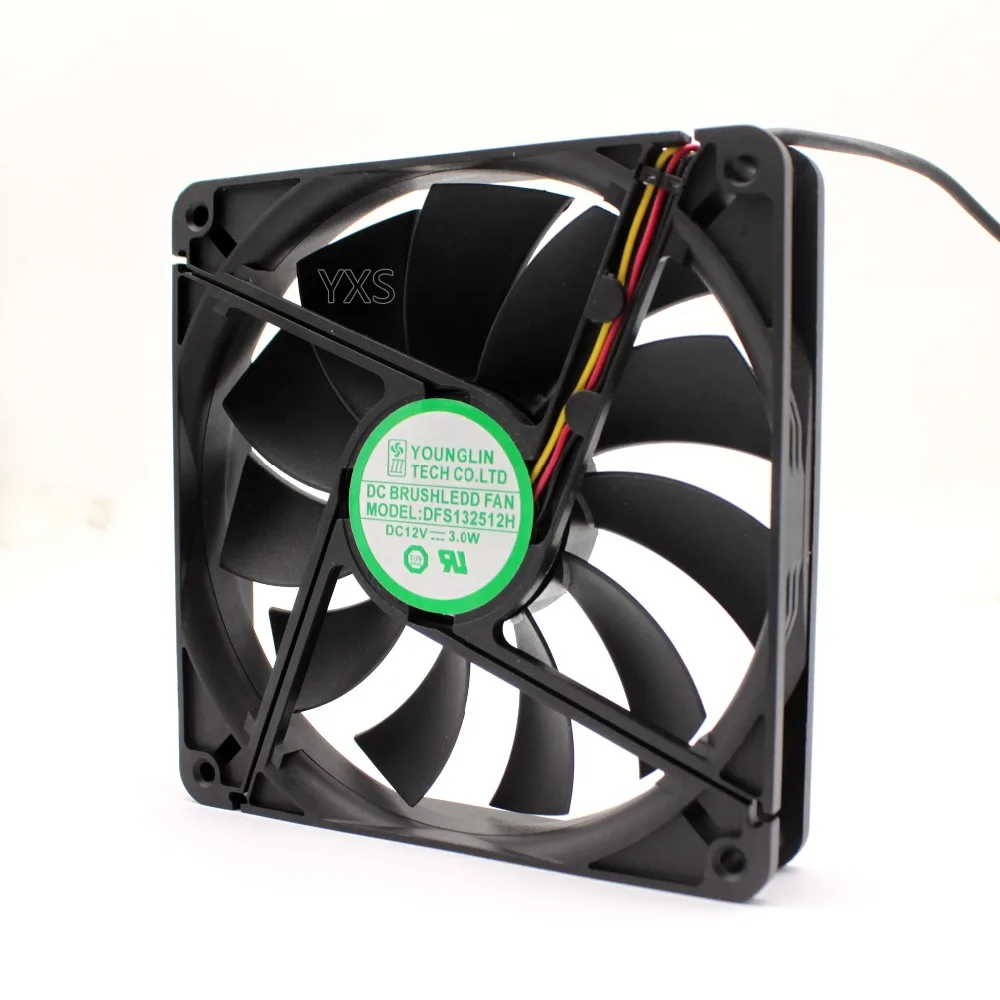 DFS132512H бесшумный шасси охлаждающий вентилятор DC 12V 3W 0.25A 2200 об/мин 13525 13,5 см 135*135*25 мм 2 провода