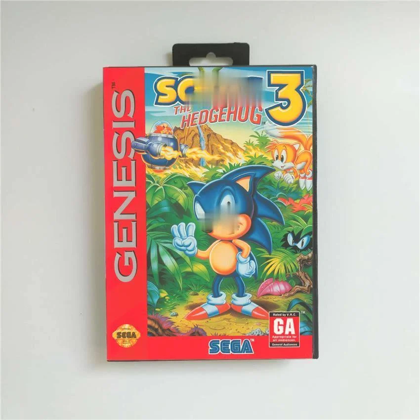 

Soniced Game the Hedgehog 3 - USA Cover With Retail Box 16 Bit MD Game Card for Sega Megadrive Genesis Video Game Console