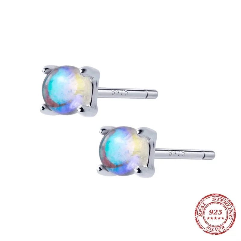 

YPAY 2021Simple Tiny Multi Color Opal Stud Earrings Sweet Classic 925 Sterling Silver Round Crystal Jewelry For Women Party Gift