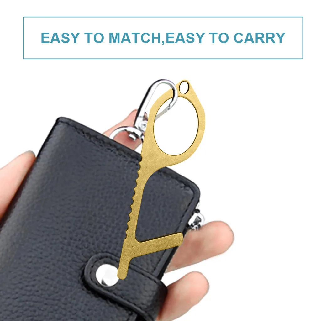 Портативный латунный EDC открывалка двери ближе Бесконтактный держать руки