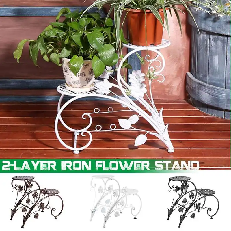 

2-ярусная железная подставка для цветов в европейском стиле, стойка для горшков, полка, Домашний напольный стиль, для гостиной, комнатный и у...