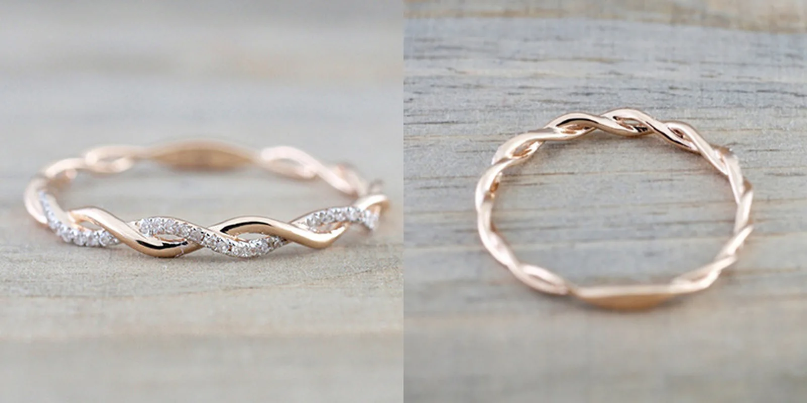 Скручивающиеся кольца из кубического циркония розового золота для женщин модные
