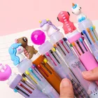 Разноцветные шариковые ручки с милым мультяшным единорогом, 10 цветов, принадлежности для школы и офиса, канцелярские принадлежности, канцелярские товары, разноцветные стержни для школьных ручек
