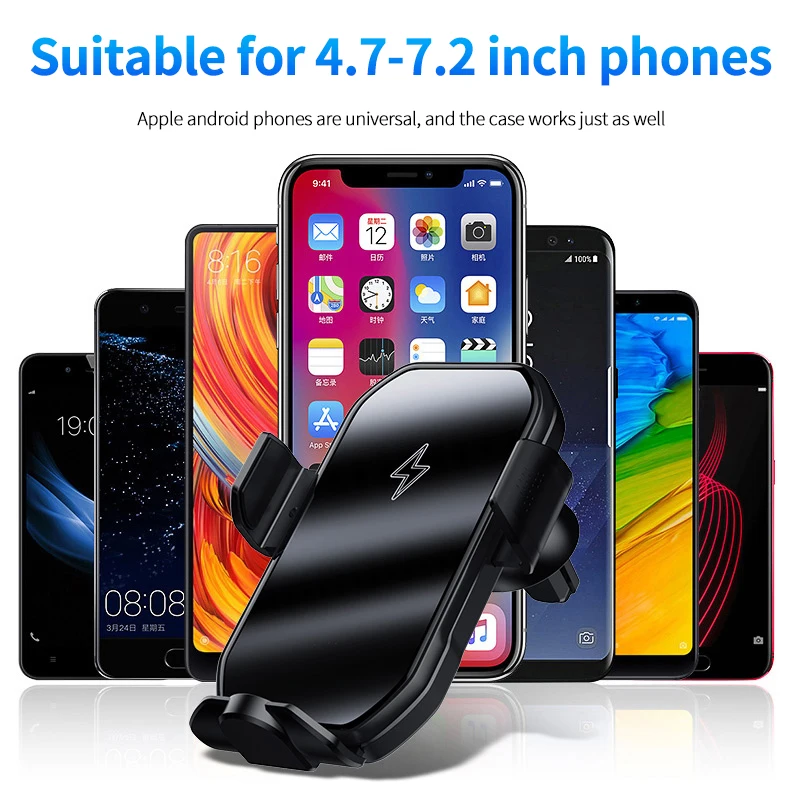 

Wireless Car Charger Automatic Clamping Mount Air Vent Phone Holder Fast Charging