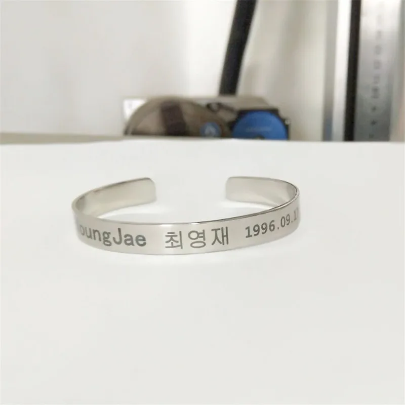 Kpop JB бэмбам Джексон Марк нержавеющая сталь открытый C-образный дизайн браслет с