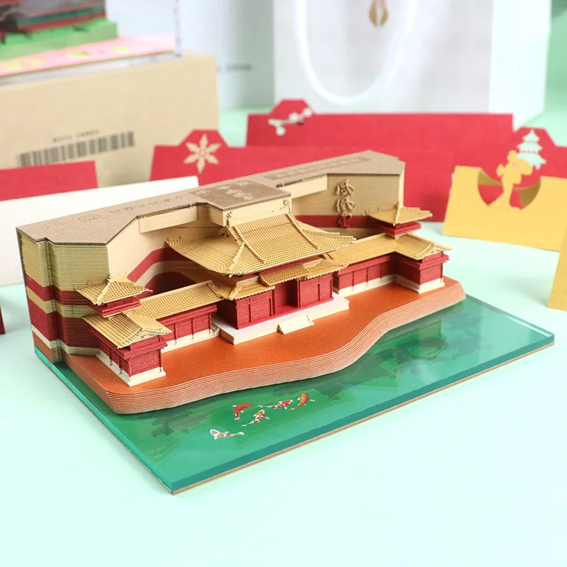 Omoshiroi-escultura de papel 3D de Castillo de Hogwarts, juego de bloques de construcci&oacute;n de Castillo de Hogwarts, Kasuga, Taisha, Phoenix Hall, regalo de Navidad-4