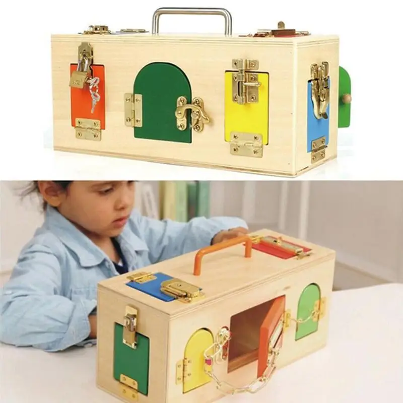 

Wooden Toy Unlock Puzzle Montessori Teaching Toolbox Classical For Children Toys Educational Toys Gift Lock Birthday X3D5