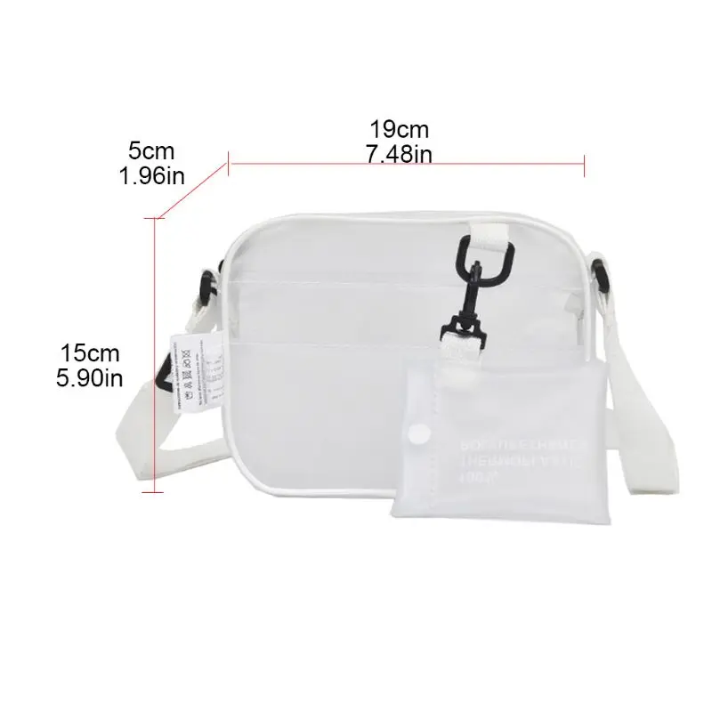 

Casual PVC Transparent Clear Women Crossbody Bags Shoulder Bag Handbag Jelly Small Phone Bags with Card Holder Wide Straps Flap