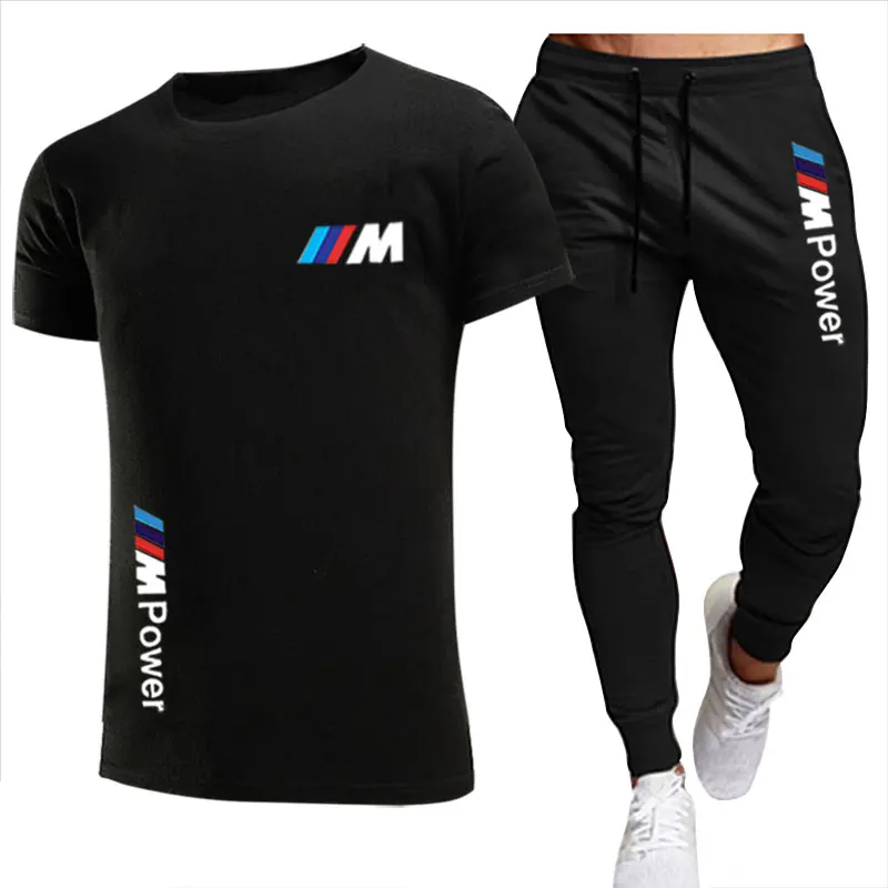 

2021New Men's Summer Leisure Sets T-Shirt+pants Two Pieces Casual Tracksuit Male Sportswear Gym Brand Clothing Sweat Suit