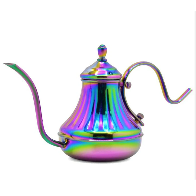 Чайник для кофе Pour Over 304 из нержавеющей стали Радужный/серебристый/Бронзовый