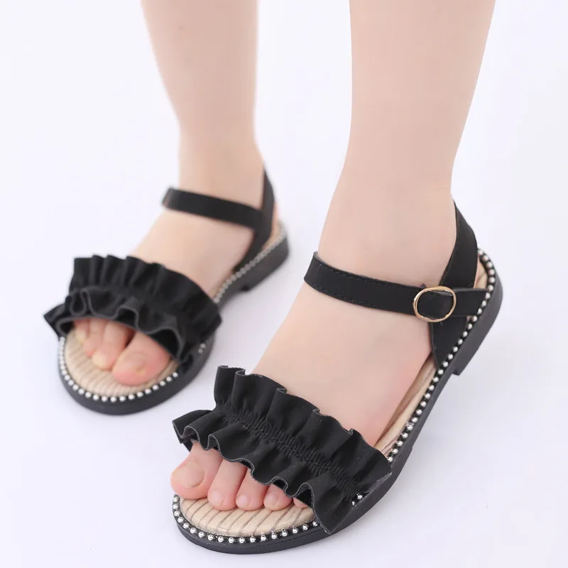 Toddler Kids Sandals Baby Girls Pearls Crystal Ruffles Princess Shoes Slippers Comfortable Casual Summer | Детская одежда и обувь
