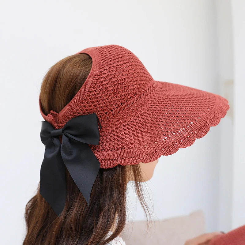 

Summer Female Sun Hats Big Brim Classic Bowknot Foldable Fashion Straw Hat Casual Outdoor Beach Cap For Women UV Protected Hat