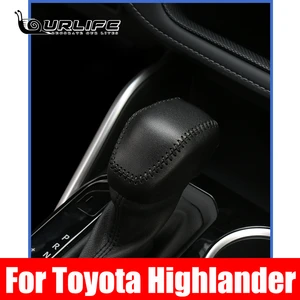 For Toyota Highlander Kluger XU70 2021 2022 Car Gear Covers Case  Automatic Shift Genuine Leather Hand-stitched Cover Accessory